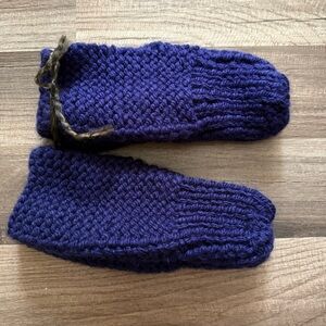 Homemade Cozy Knit Navy Blue Slippers